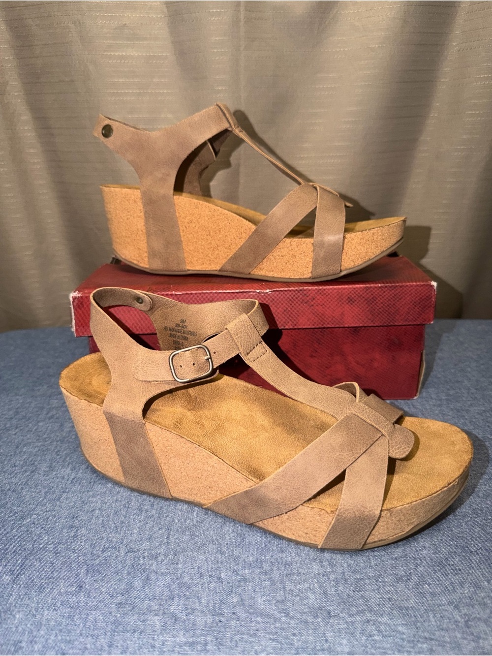 Arizona Women’s Wedge Sandals - Tan Strappy Cork Platform